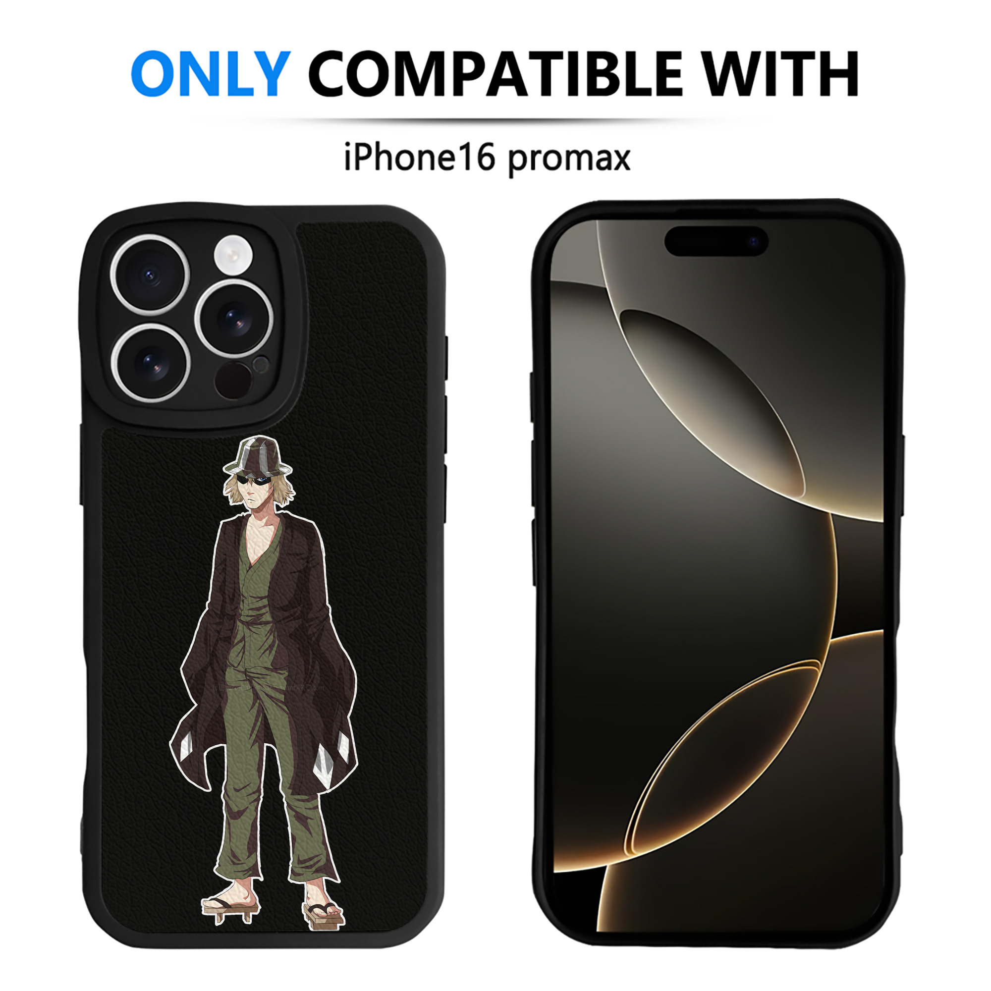 （画像用） "ブリーチ 浦原 喜助（うらはら きすけ） BLEACH Urahara Kisuke " 【iPhone 16シリーズ対応】シリコンスマホケース（レザー調） 材質：シリコン